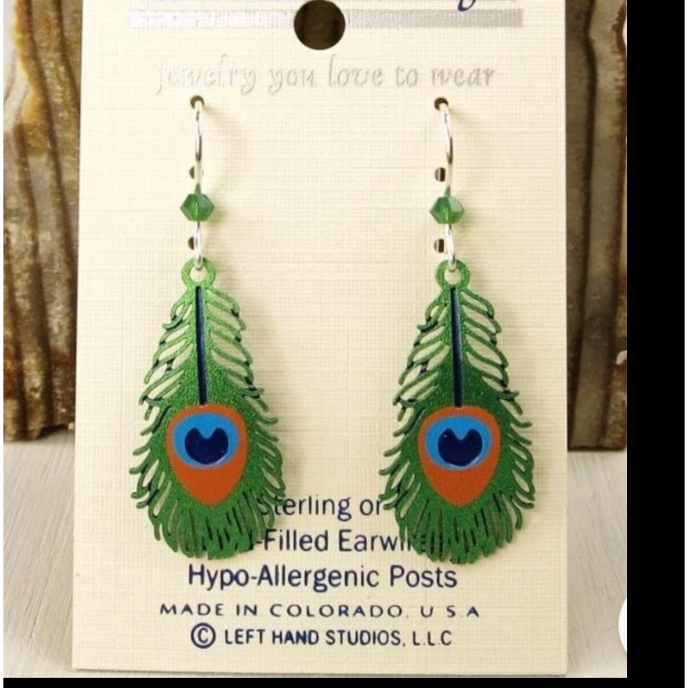 Sienna Sky Green And Blue Feather Earrings